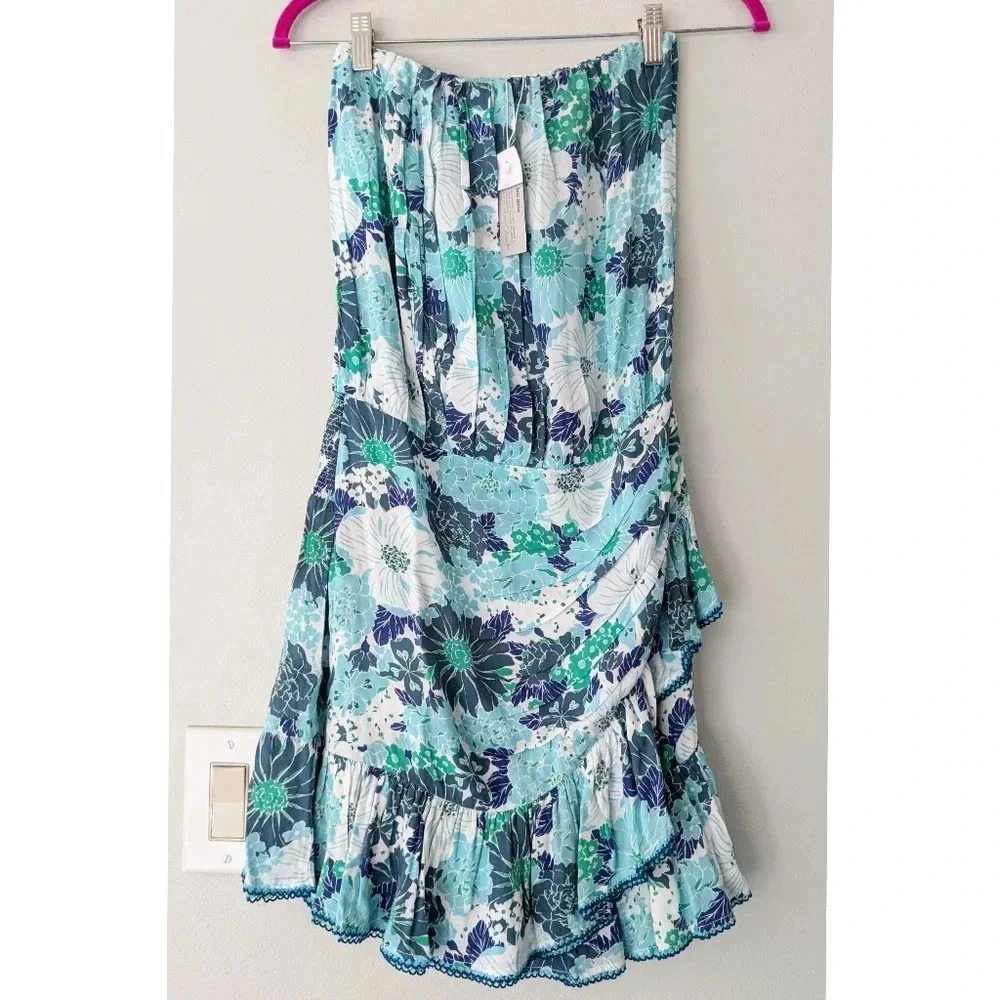 Poupette St. Barth Ambra Dress in Aqua Floral - Picture 2 of 8